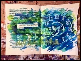 Creative break altered book page of clock