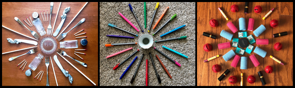 Three found object mandala examples